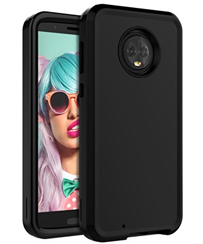 Miubox Case for Motorola Moto G6,Heavy Duty Shockproof Hard Plastic and TPU Bumper Protection Cover Case for Women Girls Men for Motorola Moto G6,Black