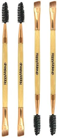 LINSUNG 1PCS Makeup Bamboo Handle Double Eyebrow Brush + Eyebrow Comb