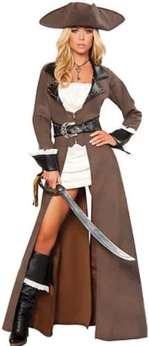 Amazon Roizoblue Mサイズ 豪華４点セット パイレーツオブカリビアン風 海賊キャプテンコスプレ 海賊帽 ベアワンピ ロングジャケット ブーツカバー ベルト付き ジャック スパロウ 7号 9号 物語 ワンピース コスプレ 仮装 通販