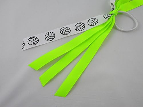 Volleyball Pony Tail Holder, Pony Ribbons, Hair Ties, Pony Ribbon Streamers, Lime