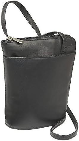LeDonne Women's Leather L-Zip Mini Handbag, Black, Small