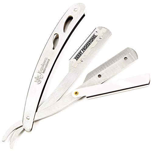 Equinox Professional Straight Edge Razor with 100 Single Edge Lord Blades - Close Shaving Men's Manual Shaver Safety