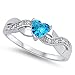 Heart Simulated Aquamarine Unique Ring .925 Sterling Silver Infinity Knot Size 8