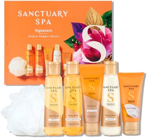 SANCTUARY Spa Signature Perfect Pamper Parcel – Luxury Bath & Body Gift Set for Women with Body Wash, Lotion & More – Relaxing Spa Gift for Her, Ideal for Birthday, Christmas or Self Care