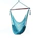 Sunnydaze Hanging Rope Hammock Chair Swing, Extra Large Caribbean, Sky Blue - for Indoor or Outdoor Patio, Yard, Porch, and Bedroom primary