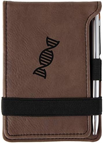 Dna Engraved Leather Personalized Mini Notepad With Pen