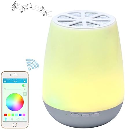 Bluetooth Speaker Lamp, Wireless Speaker Smart App Controling Table Lamp Dimmable Control LED Night Light/Bedside Lamp,Smartphones Touch Control LED Lamp for Children Bedroom /Sleeping/Party/Outdoor Camping