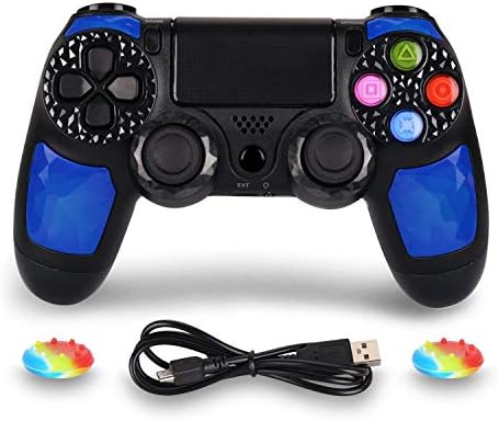 PS4 Controller DualShock 4 Wireless Joystick - PS4 Game Remote Control,DS4 Gamepad for Playstation 4,Pro/Slim PS4,PC,PS TVs with Mini USB Charger Cable（OUBANG,Blue Diamond）