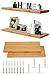 BAMTALK Floating Shelves Wall Mounted,Natural Bamboo Small 16 Inch Wall Shelves,Wood Rustic Decor Storage Hanging Bookshelves for Bathroom,Bedroom,Kitchen,Office,Farmhouse (Nature Color)
