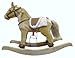 Chrisha Creations Plush Rocking Horse Making Sounds While Moving Head and Tail, Wooden Structure - Tan