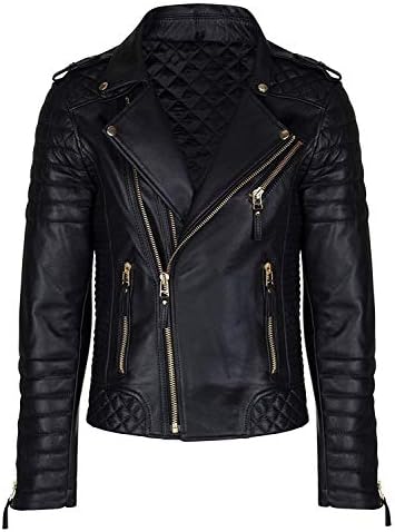 Aries Leathers Men's Real Lambskin Leather Genuine Motorcycle Jacket MJ300