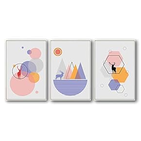 3 Piece Framed Canvas Home Artwork Decoration Abstract Mountain Canvas Wall Art for Living Room, Bedroom - 16"x24"x3 Panels