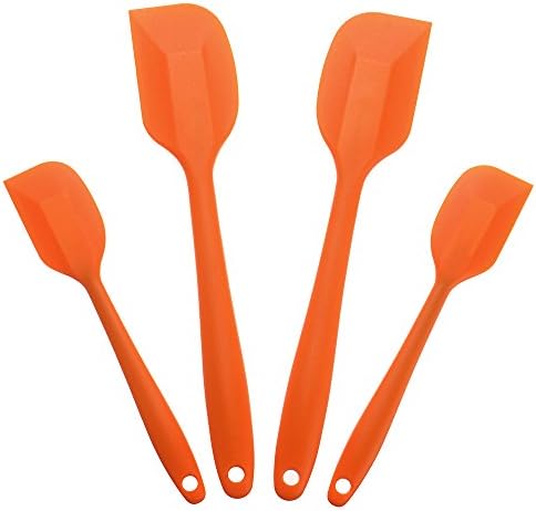 Silicone Spatula,Xpatee 4-piece 600ºF Heat-Resistant Baking Spatulas Non-stick Flexible Rubber Spatulas with Stainless Steel Core (Orange)