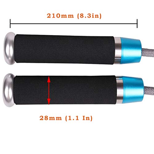 JAKAGO Professional Weighted Jump Ropes (1.41LB) Adjustable Speed Skipping Rope, Ball Bearings & Anti-Slip Handles Jump Rope for Pro Sports Boxing MMA Cardio Training fits Men Women and Kids (Blue) - Thumbnail 2