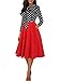 oxiuly Women's Vintage Bow Tie V-Neck Pockets Casual Work Party Cocktail Swing A-line Dresses OX278