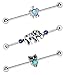 (3PCS) Antique Synthetic Opal Turtle,Turquoise Owl,Lucky Elephant Industrial Barbells14G