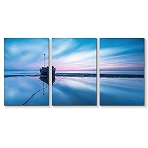 3 Piece Canvas Wall Art for Living Room Bedroom Home Artwork Blue Ocean Sea Paintings Ready to Hang - 16"x24" x 3 Panels