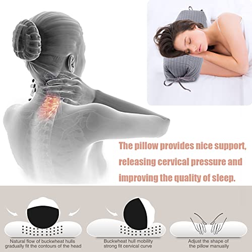 Ainilaus Adjustable Buckwheat Pillow with Washable Cotton Pillowcase