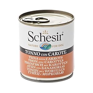 Schesir Comida Húmeda para Perro Atún con Zanahoria – Paquete de 16 x 285 gr – Total: 4560 gr