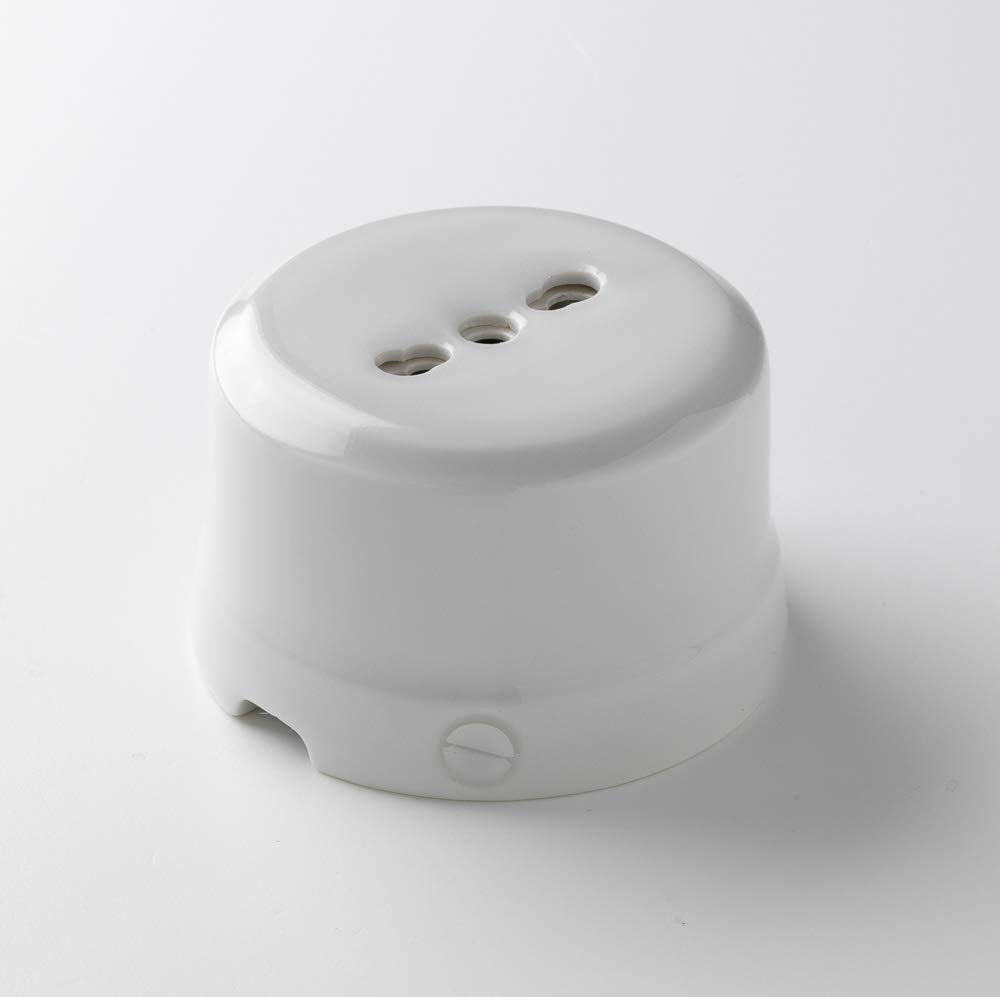 Klartext Belle Époque Vintage Style Double Socket with Textile Cable Made of High Quality Crafted Porcelain White