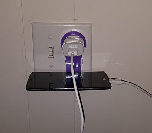 Folding Mobile Cell Phone Wall Charger Hanger Charging Rack Shelf (Purple)