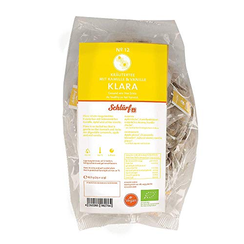 Schlürf Kräutertee "Klara" No. 12, Tüüten Bio-Kräutertee mit Kamille und Vanille, 25 Pyramidenteebeutel zum Wiederbefüllen, 42,5g (25 x 1,7g)