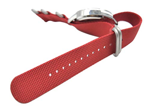 ArtStyle Watch Band with 1.5mm Thickness Quality Nylon Strap and Heavy Duty Brushed Buckle (Red, 20mm)
