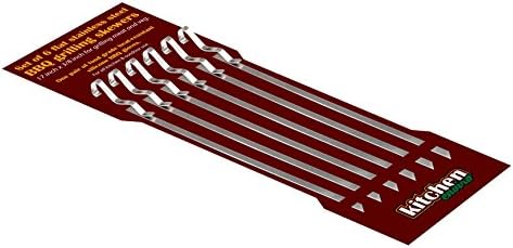 Kitchenenviro Barbecue Skewers, Top Barbecue Grilling Accessories, Grill Delicious Kabobs,Brazilian BBQ Gas and Charcoal Grills, Reusable, 6 Stainless Steel Shish Kebab Sticks BUNDLE barbecue gloves