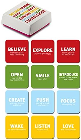 Inspirational Christmas Edition Refrigerator Magnets Gift Set, Comes in a Designed Package With 12 Piece Motivational Holiday Words Magnet, Best for White boards, Kitchen Fridge Decoration and More.
