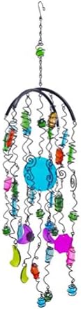 Continental Art Center 8.6"x8.6"x23.5" spinning glass and arylic ornament with bells-purple