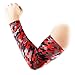COOLOMG Arm Sleeve, (One Piece) Youth Adult Compression Elbow Sleeve for Cycling Basketball Baseball Driving Outdoor Sport Digital Camo Red Black XXS