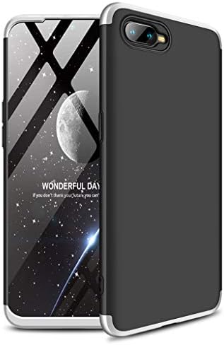 Oppo K1 Case, Ultra-Thin 360 Full Protection Case [Rugged Armor] Bumper PC Phone Cases Shockproof Protective Cover for Oppo K1 (Black-Silver)