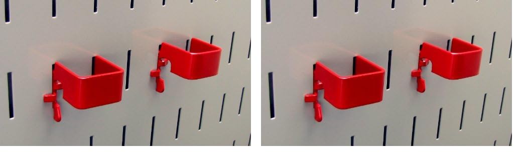 Wall Control Pegboard 1in x 1in C-Bracket Slotted Metal Pegboard Hook Pegboard and Slotted Tool Board – Red (Pack of 2)