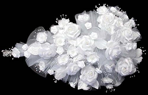 Tear Drop Bridal Quinceanera Sweet 15 Silk Flower Bouquets - US Handmade - White Color ( A18922)