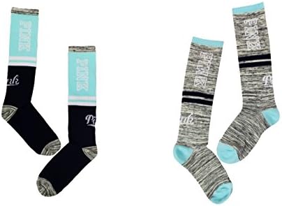 Victoria's Secret PINK Gray/Navy Blue/Mint Blue Socks (One Size)
