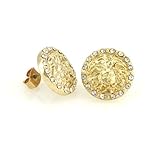 Gold Tone Plated CZ Medusa Head Stud Earring