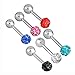 Top Plaza 6pcs CZ Gem Beads 16G 4MM Stainless Steel Bar Tragus Cartilage Ear Studs Earrings