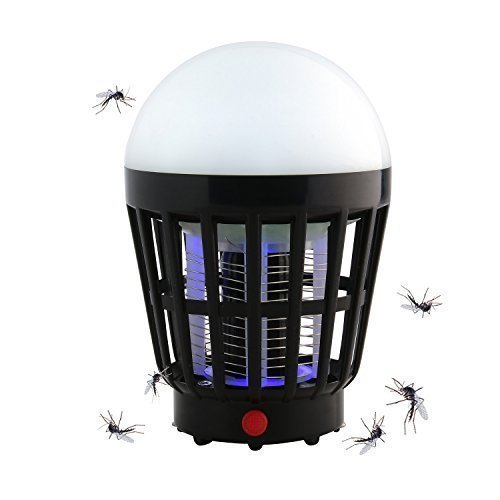 Solar Insect Zapper,Vexverm Solar & USB Rechargeable Mosquito Bug Zapper - 3 Modes Insect Mosquito Worm Bug Flies Mothes Killer LED Lamp for Camping Picnic Hiking