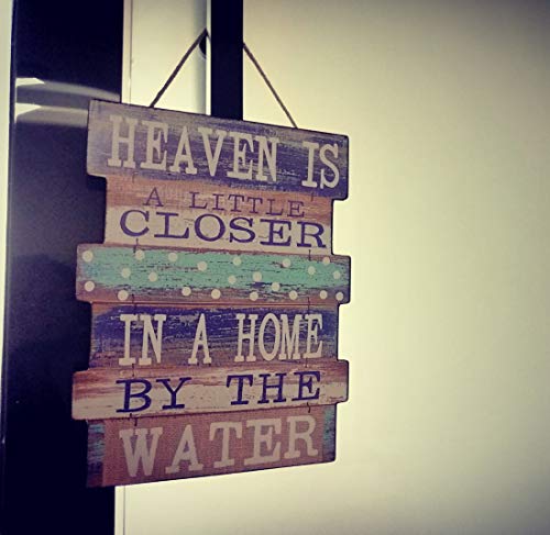 Evursua Rustic Wood Wall Signs Home Decor Wall Art Plaques Hanging Decorative Farmhouse Door Sign 12 x16,Family Rules or Sayings (Blue)