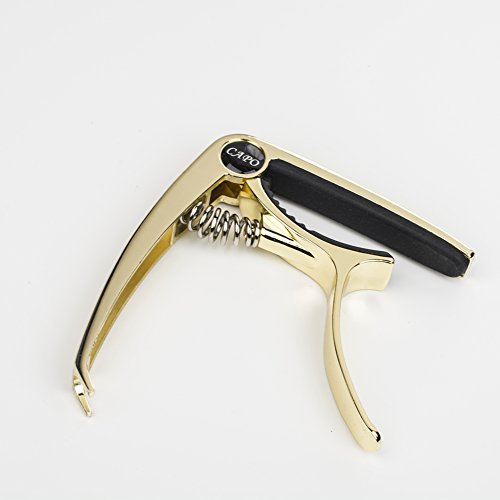 ZEALUX Multifunctional Guitar Capo for Guitars, Ukulele, Banjo, Mandolin, Bass. Ultra Lightweight Aluminum Metal for 4 & 6 & 12 String Instruments - Premium Accessories (Gold) - Thumbnail 4
