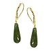 Teardrop Natural Jade Leverback Drop Earrings in 10K Gold