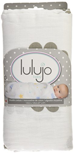 lulujo Muslin Cotton Swaddling Blanket - Grey Peonies