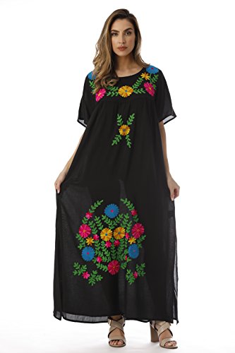 Riviera Sun Long Embroidered Dresses for Women 21861-BLK-L Black
