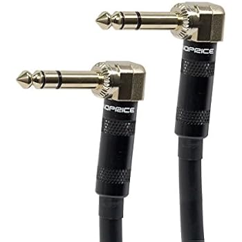 Monoprice Premier Series 1/4 Inch (TRS) Guitar Pedal Patch Cable Cord - 8 Inch - Black with Right Angle Connectors