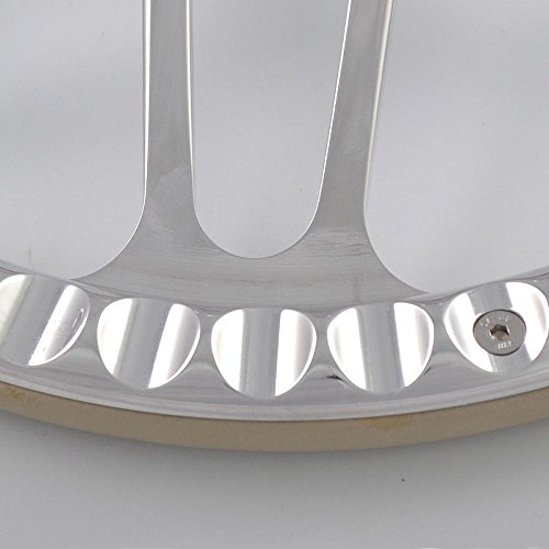 Flashpower 14'' Billet 4-slot Half Wrap 9 Bolts Steering Wheel with 2'' Dish and Horn Button (Walnut Wood) - Thumbnail 2