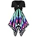 MURTIAL Women's Short Sleeve Bow Knot Bandage Top Sunflower Print Mini Dress Suits T-Shirt