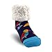 Pudus Bird Navy Cozy Winter Slipper Socks for Women and Men with Non-Slip Grippers and Faux Fur Sherpa Fleece - Adult Regular Fuzzy Socks
