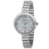 Akribos XXIV Women's Genuine Diamond Hour Marker - Quartz Movement Watch with Mother of Pearl Dial on Stainless Steel Bracelet -AK765