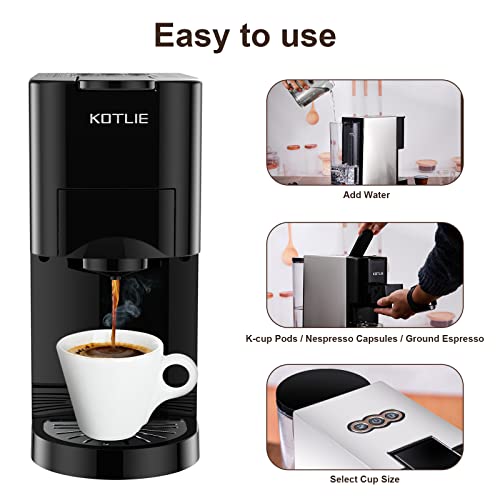 Nespresso Coffee Maker, KOTLIE 3 in 1 Espresso Machine, Single Serve