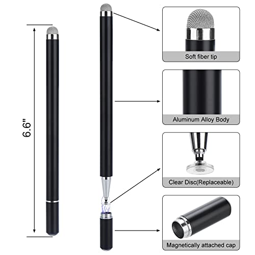 CPKEON Stylus for iPad (2 Pcs), Magnetic Disc Capacitive Stylus Pens Touch Screens for Apple/iPhone/Ipad pro/Mini/Air/Android/Microsoft/Surface All Universal Touch Screens - Black/White